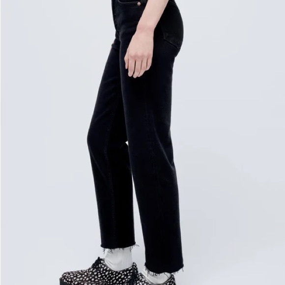 Redone Comfort Stretch High Rise Stovepipe Jeans, Black, size 25 - Picture 2 of 3